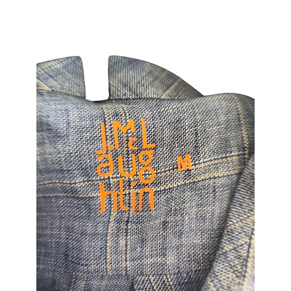 J.McLaughlin Mens Blue Plaid Linen Blend Long Sleeve Button Down Shirt Size M - Picture 4 of 4